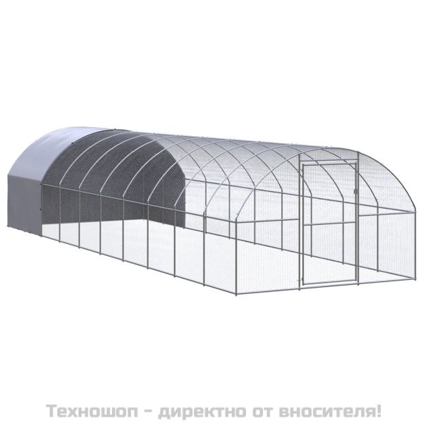 Птичарник на открито, 3x10x2 м, поцинкована стомана