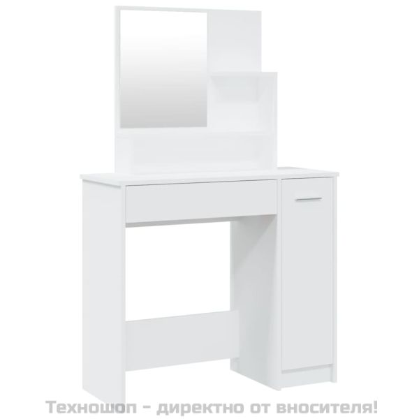 Тоалетка с огледало, бяла, 86,5x35x136 см