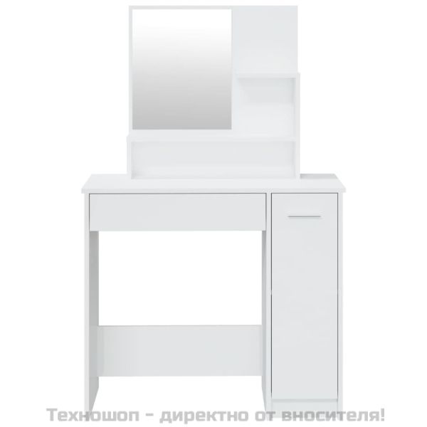 Тоалетка с огледало, бял гланц, 86,5x35x136 см