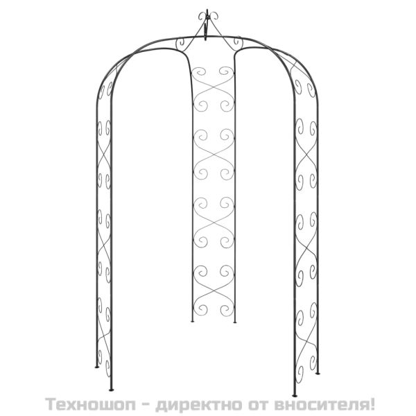 Градинска арка, черна, Ø180x255 см, стомана
