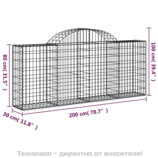 Габионни кошници арка 6 бр 200x30x80/100 см поцинковано желязо