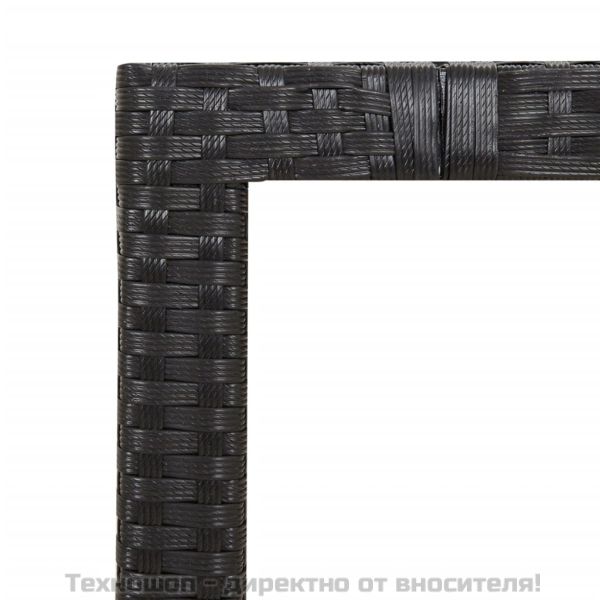 Градинска маса с дървен плот, черна, полиратан и акация масив