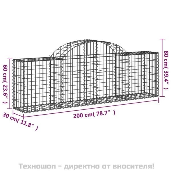 Габионни кошници арка 8 бр 200x30x60/80 см поцинковано желязо