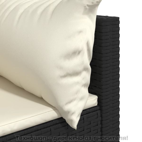 Градински ъглови дивани с възглавници, 2 бр, черни, полиратан