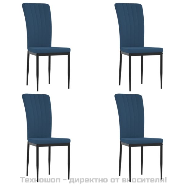 Трапезни столове, 4 бр, сини, кадифе