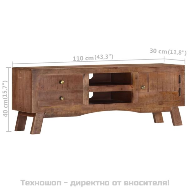 ТВ шкаф, 110x30x45 см, грубо мангово дърво