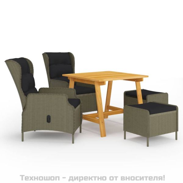 Градински трапезен комплект, 5 части, кафяв