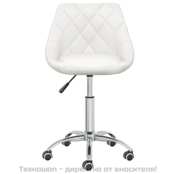 Въртящи се трапезни столове, 4 бр, бели, изкуствена кожа