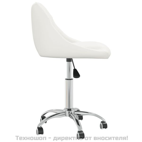 Въртящи се трапезни столове, 4 бр, бели, изкуствена кожа