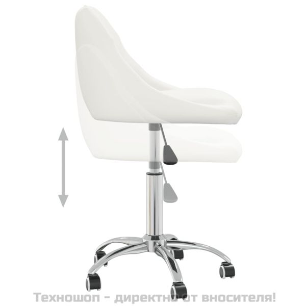 Въртящи се трапезни столове, 4 бр, бели, изкуствена кожа