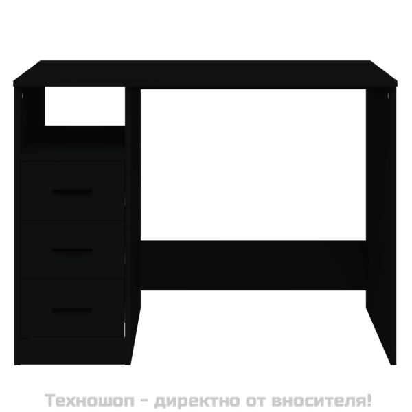 Бюро с чекмеджета, черно, 102x50x76 см, инженерно дърво