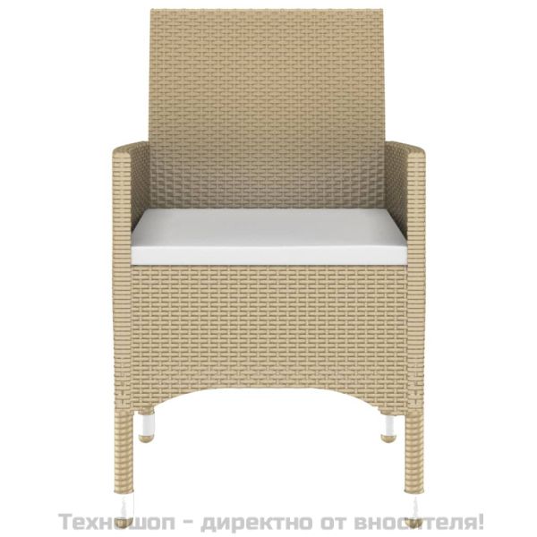 Градински трапезен комплект, 3 части, полиратан бежов