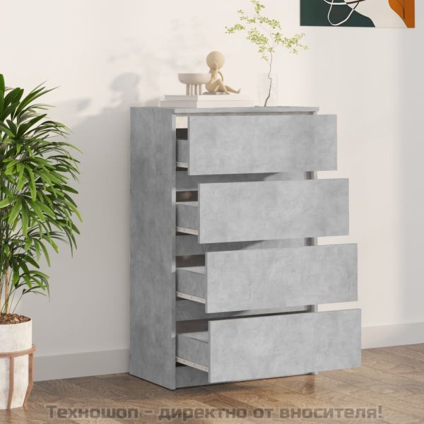 Сайдборд, бетонно сив, 60x35x98,5 см, инженерно дърво