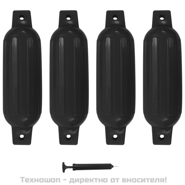 Броня за лодка 4 бр черна 41x11,5 см PVC