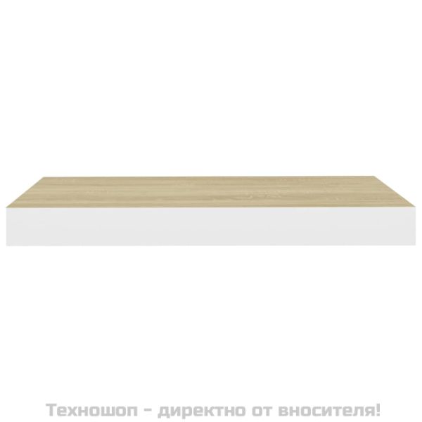 Окачени стенни рафтове, 4 бр, дъб и бял, 50x23x3,8 см, МДФ