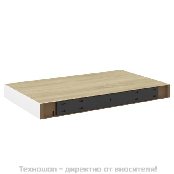 Окачени стенни рафтове, 4 бр, дъб и бял, 50x23x3,8 см, МДФ