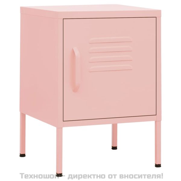 Нощни шкафчета, 2 бр, розови, 35х35х51 см, стомана