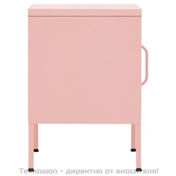 Нощни шкафчета, 2 бр, розови, 35х35х51 см, стомана