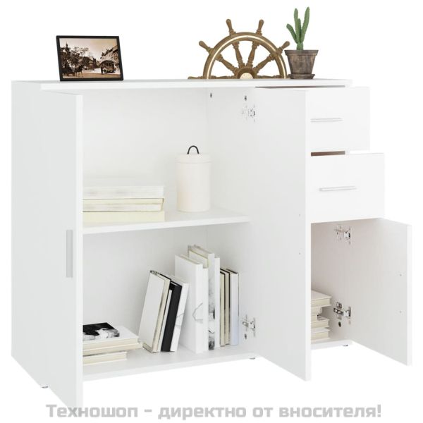 Сайдборд, бял, 91x29,5x75 см, инженерно дърво