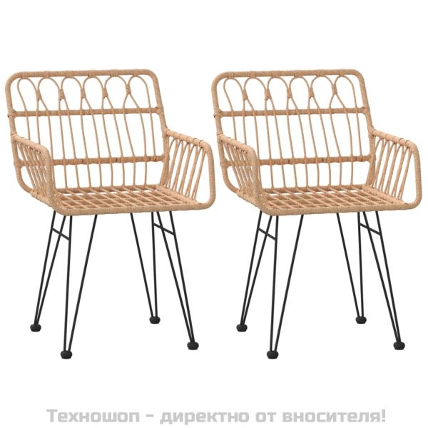 Градински столове 2 бр с подлакътник 56x64x80 см PE ратан