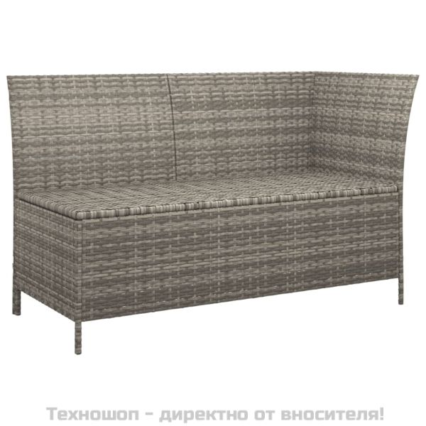 Градински лаундж комплект с възглавници 3 части сив полиратан