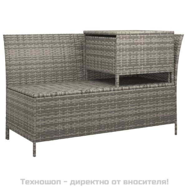 Градински лаундж комплект с възглавници 3 части сив полиратан