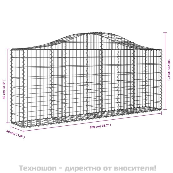 Дъговидна габионна кошница 200x30x80/100 см поцинковано желязо