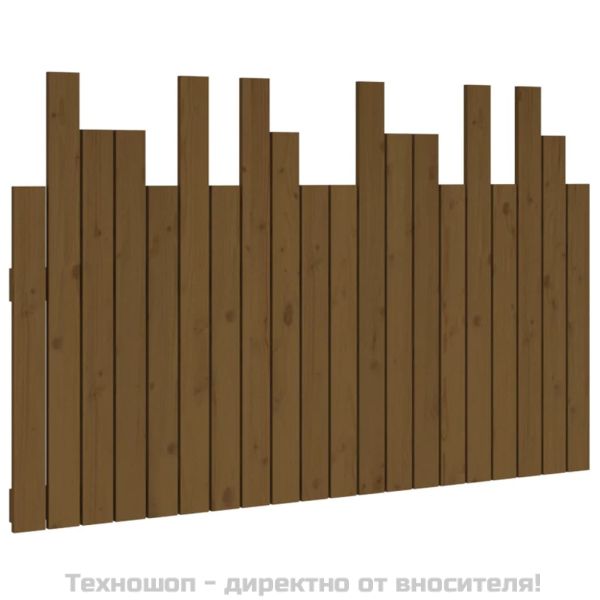 Стенна табла за спалня, меденокафява, 127,5x3x80 см, бор масив