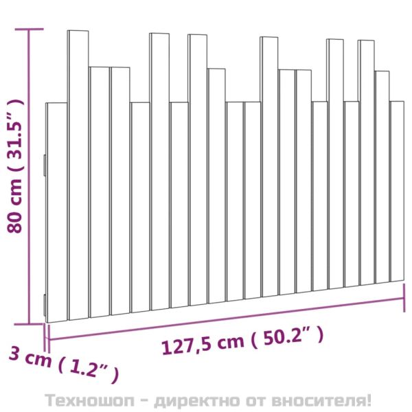 Стенна табла за спалня, меденокафява, 127,5x3x80 см, бор масив