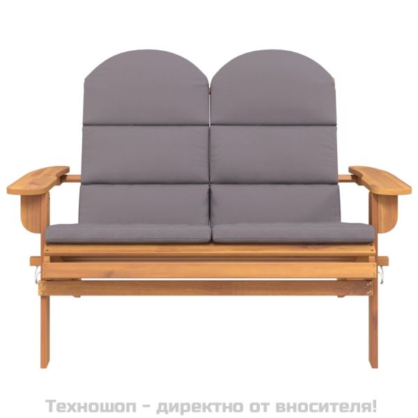 Градинска пейка Адирондак с възглавници, 126 см, акация масив