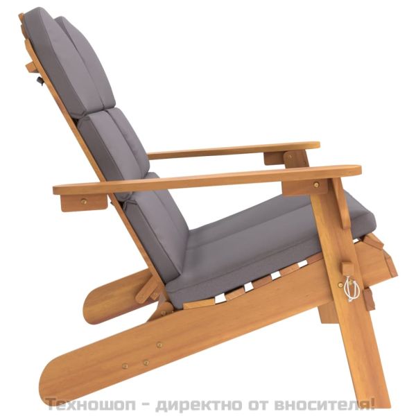 Градинска пейка Адирондак с възглавници, 126 см, акация масив