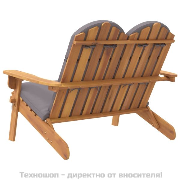 Градинска пейка Адирондак с възглавници, 126 см, акация масив