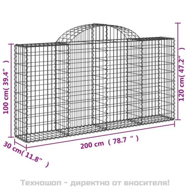 Габионни кошници арка 2 бр 200x30x100/120 см поцинковано желязо