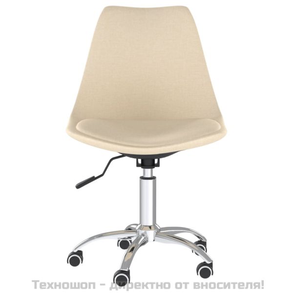 Въртящи се трапезни столове, 4 бр, кремави, текстил