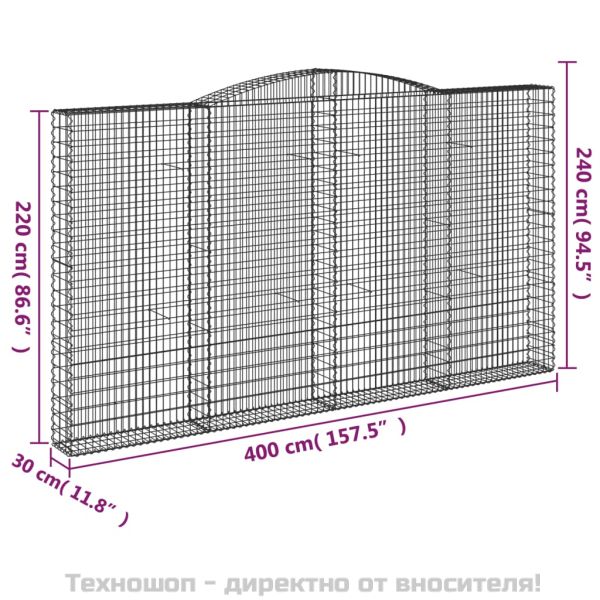 Габионни кошници арка 3 бр 400x30x220/240 см поцинковано желязо