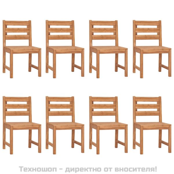 Градински столове, 8 бр, тиково дърво масив