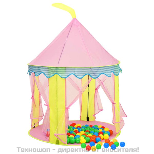 Детска палатка за игра с 250 топки розово 100x100x127 см