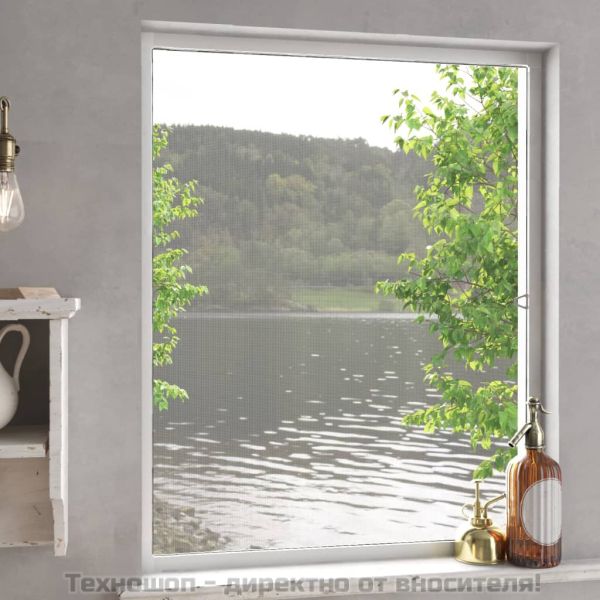 Мрежа против насекоми за прозорци, бяла, 100x120 см