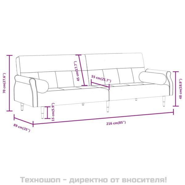 Разтегателен диван с възглавници, черен, кадифе