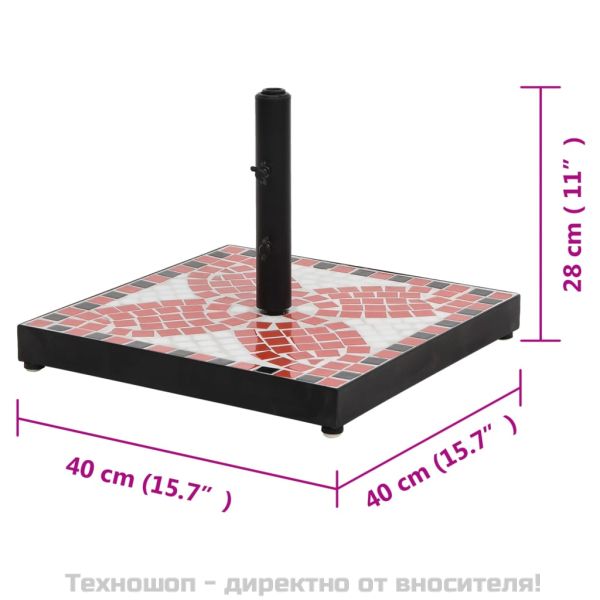 Основа за чадър, теракота и бяло, квадратна, 12 кг