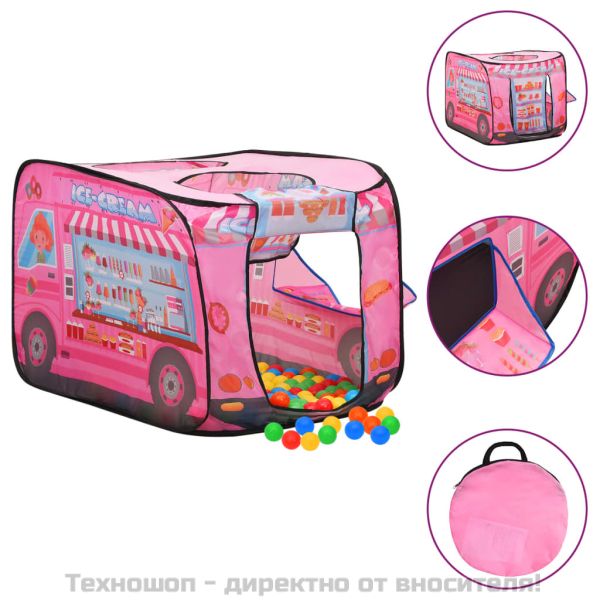 Детска палатка за игра с 250 топки розово 70x112x70 см