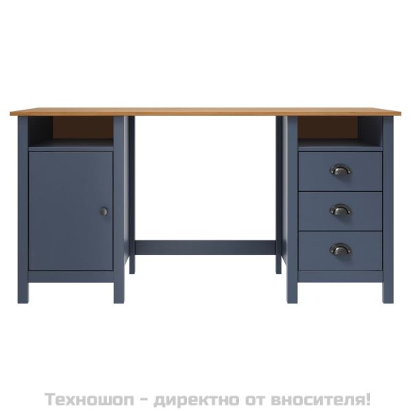 Бюро Hill сиво 150x50x74 см борово дърво масив