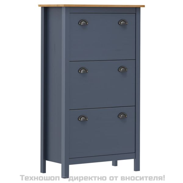 Шкаф за обувки Hill сив 72x35x124 см борово дърво масив