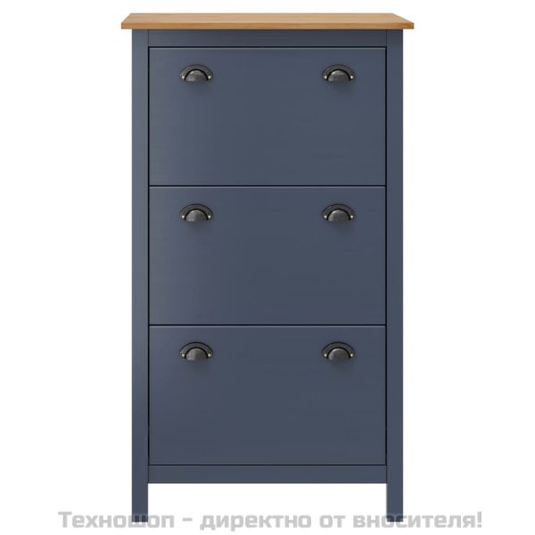 Шкаф за обувки Hill сив 72x35x124 см борово дърво масив