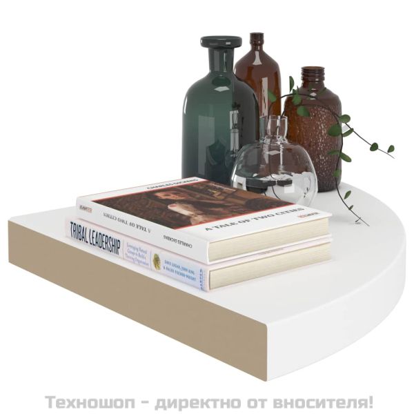 Плаващ ъглов рафт, бял, 35x35x3,8 см, MDF