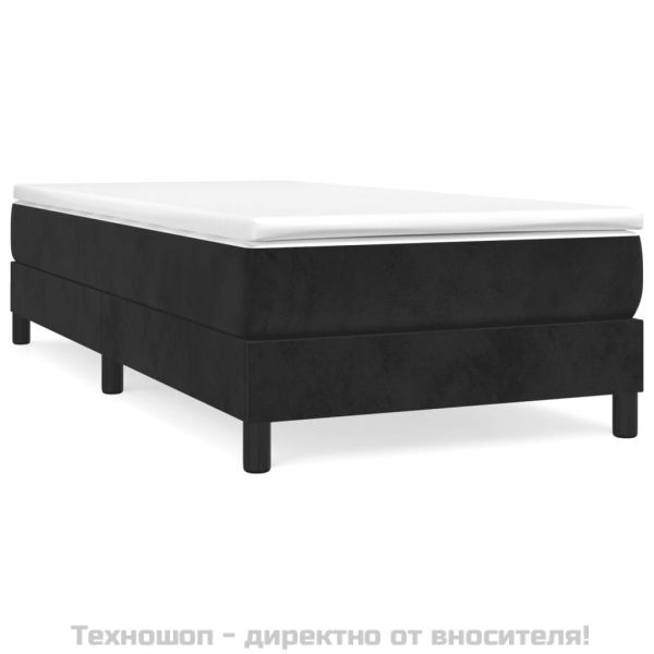 Боксспринг легло с матрак, черно, 100x200 см, кадифе