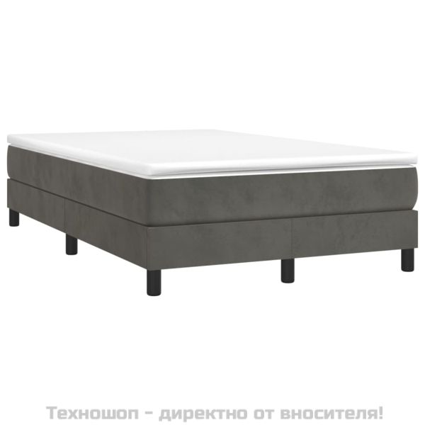 Боксспринг легло с матрак, тъмносиво, 120x200 см, кадифе