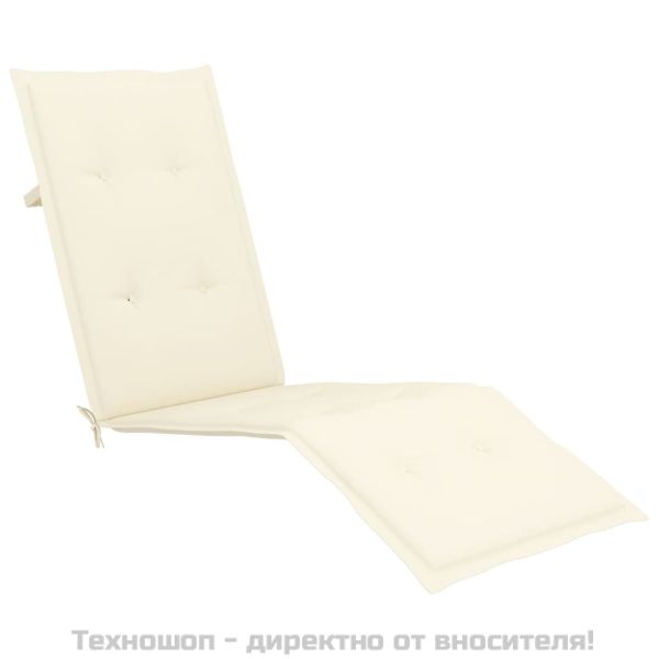 Градински шезлонг подложка за крака и възглавница акация масив