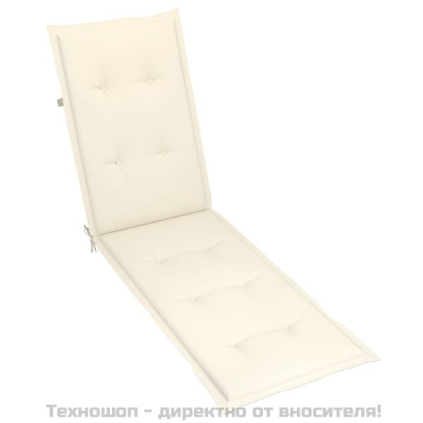 Градински шезлонг подложка за крака и възглавница акация масив