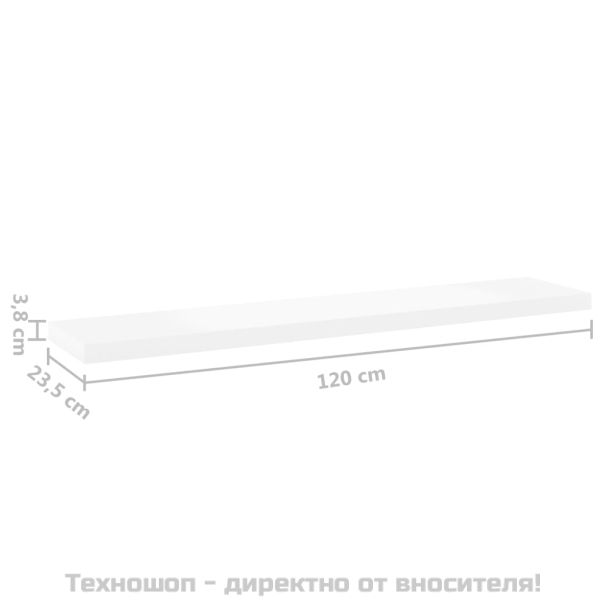 Окачен стенен рафт, дъб и бял, 120x23,5x3,8 см, МДФ